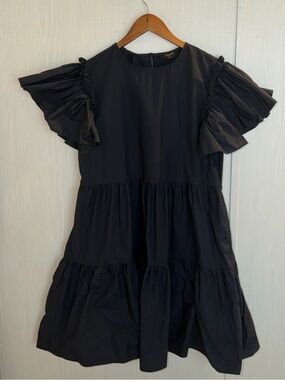 Chepe Italy Black 100% Cotton Sleeveless Dress Size Large Preppy Feminine